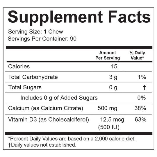 Celebrate Sugar-Free Calcium Citrate Soft Chews 500mg - Available in 12 Flavors!