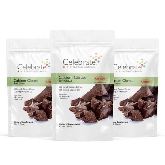 Celebrate Sugar-Free Calcium Citrate Soft Chews 500mg - Available in 12 Flavors!