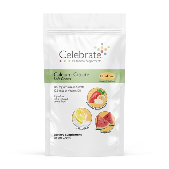 Celebrate Sugar-Free Calcium Citrate Soft Chews 500mg - Available in 12 Flavors!