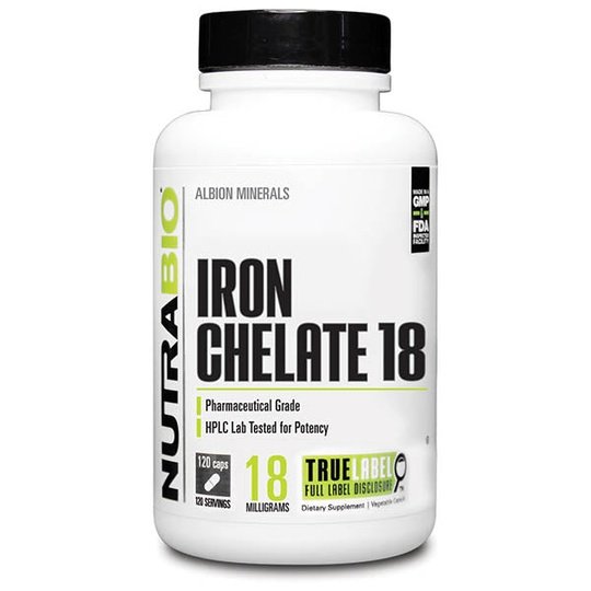 NutraBio Iron Chelate (120 Caps)