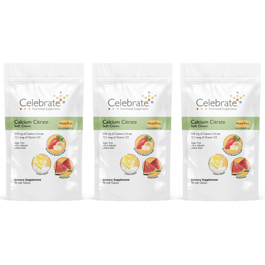 Celebrate Sugar-Free Calcium Citrate Soft Chews 500mg - Available in 12 Flavors!