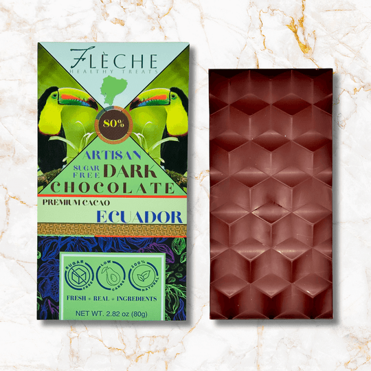 Flèche Healthy Treats Sugar-Free Premium 80% Dark Chocolate from Peru or Ecuador