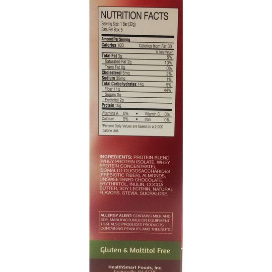 Healthsmart ChocoRite Uncoated Protein Bars, 32g