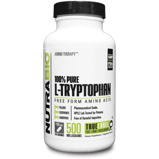 NutraBio 100% Pure L-Tryptophan (150 Caps)