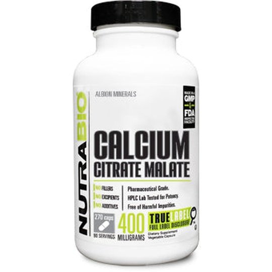 NutraBio Calcium Citrate Malate (270 Caps)