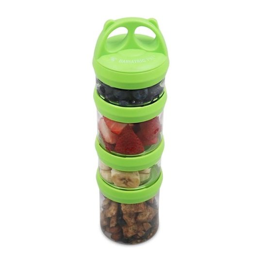 4 Compartment Twist Lock, Stackable, Leak-Proof, Food Storage, Snack Jars & Portion Control Lunch Box by BariatricPal