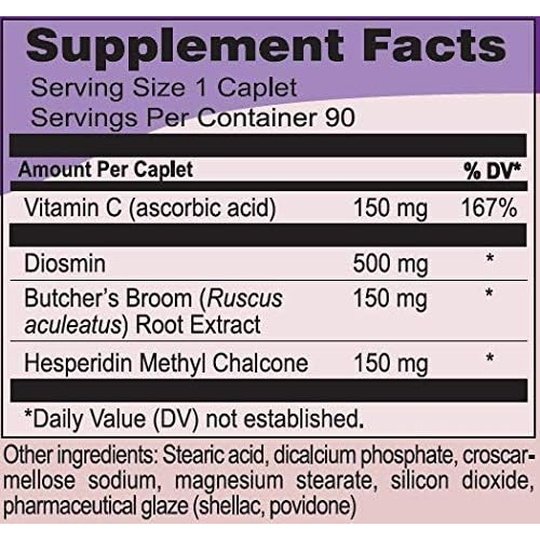 Vasoflex HD® Unflavored Caplets (90ct) - Helps Maintain Leg Vein Health & Promotes Healthy Venous Circulation