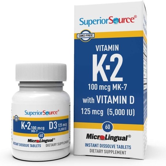 Superior Source Vitamin K2 100 MCG (MK-7) with Vitamin D3 5000 IU MicroLingual® Instant Dissolve Tablets