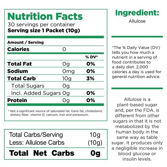 RxSugar 30 Stick Pack Carton (30 Servings) - 0 Calories. 0 Net Carbs. 0 Glycemic