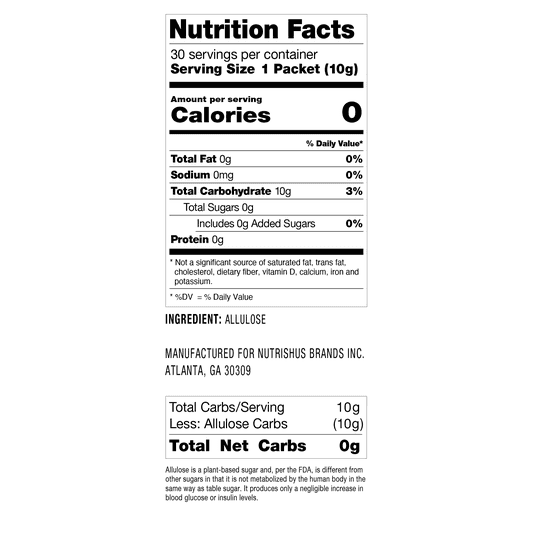 RxSugar 30 Stick Pack Carton (30 Servings) - 0 Calories. 0 Net Carbs. 0 Glycemic