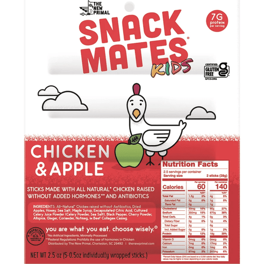 Snack Mates Meat Sticks (5 Mini Sticks) by The New Primal