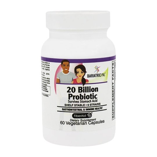 Prebiotic & Probiotic 20 Billion CFU Gastrointestinal & Immune Health Capsules with FiberAid™ by BariatricPal