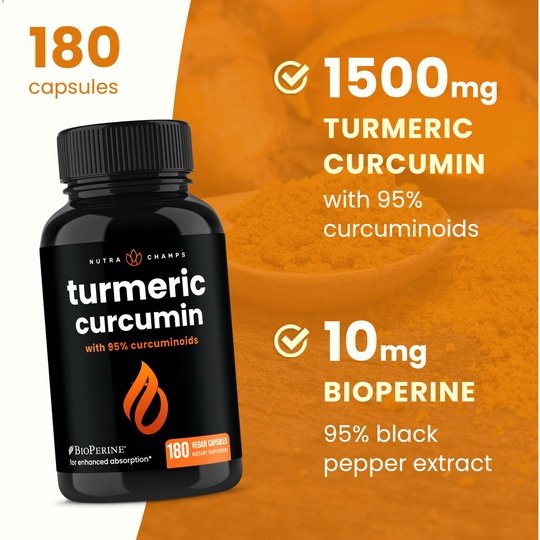 Turmeric Curcumin Capsules by NutraChamps, 180 capsules