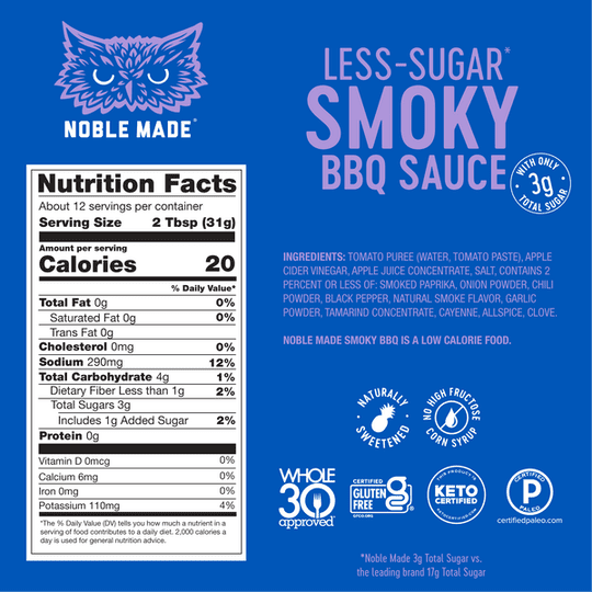 Less Sugar BBQ Sauce by Noble Made