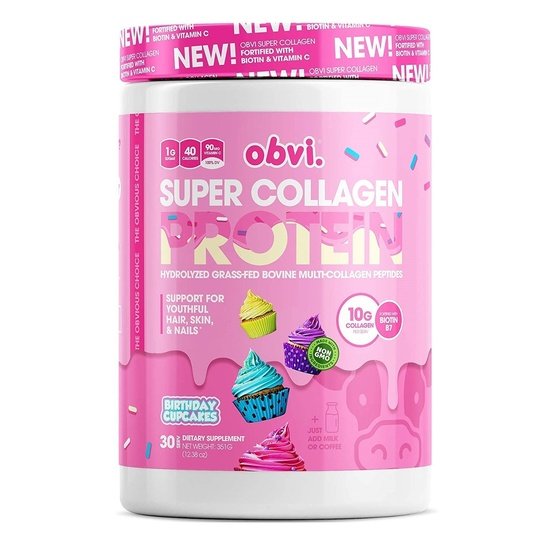 Super Collagen Protein Powder by Obvi - Birthday Cupcakes