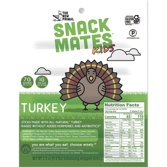 Snack Mates Meat Sticks (5 Mini Sticks) by The New Primal