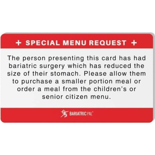Bariatric Patient Restaurant Special Menu Request Card 2.0