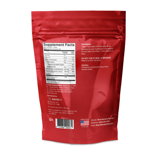 BariatricPal Sugar-Free Calcium Citrate Soft Chews 500mg with Probiotics - Caramel Apple
