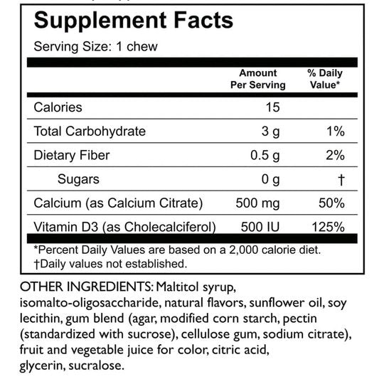 Celebrate Sugar-Free Calcium Citrate Soft Chews 500mg - Available in 12 Flavors!