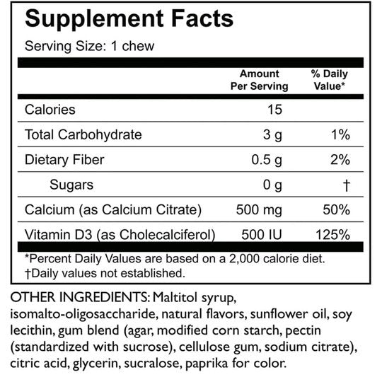 Celebrate Sugar-Free Calcium Citrate Soft Chews 500mg - Available in 12 Flavors!