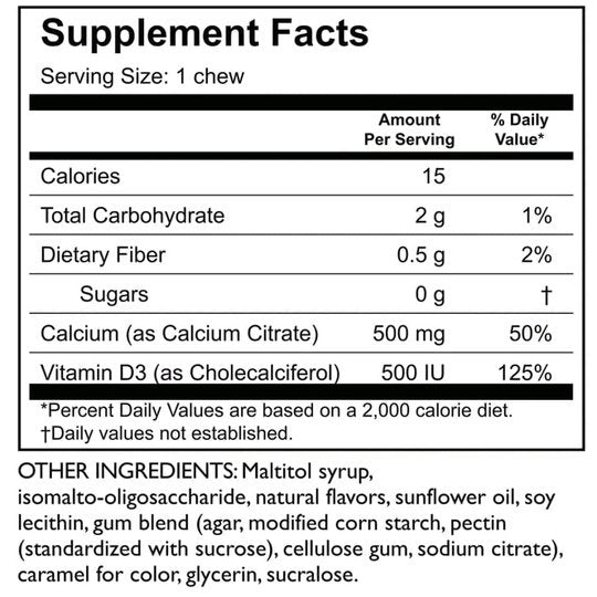 Celebrate Sugar-Free Calcium Citrate Soft Chews 500mg - Available in 12 Flavors!