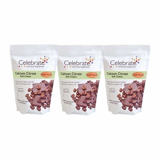 Celebrate Sugar-Free Calcium Citrate Soft Chews 500mg - Available in 12 Flavors!