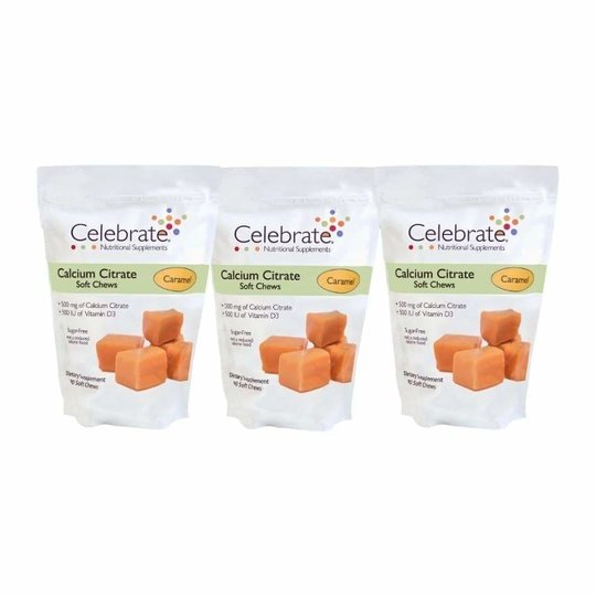 Celebrate Sugar-Free Calcium Citrate Soft Chews 500mg - Available in 12 Flavors!