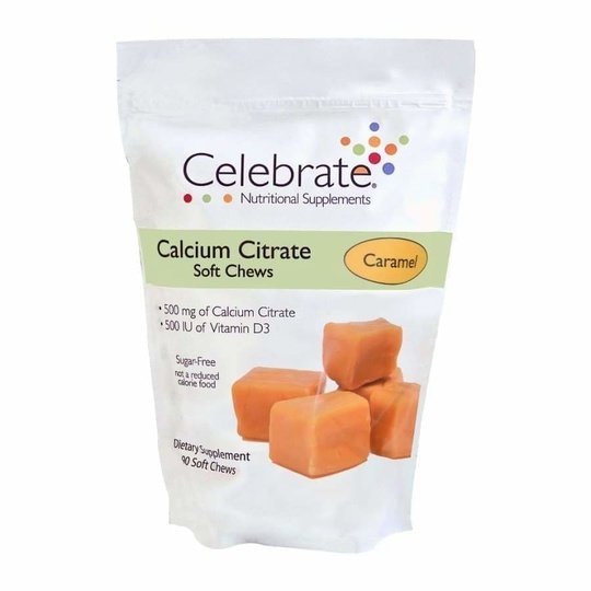 Celebrate Sugar-Free Calcium Citrate Soft Chews 500mg - Available in 12 Flavors!