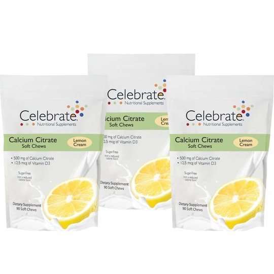 Celebrate Sugar-Free Calcium Citrate Soft Chews 500mg - Available in 12 Flavors!