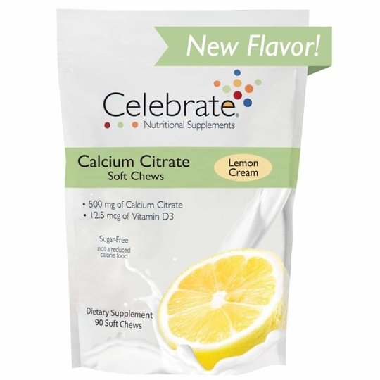 Celebrate Sugar-Free Calcium Citrate Soft Chews 500mg - Available in 12 Flavors!