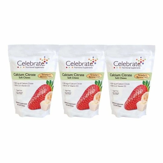 Celebrate Sugar-Free Calcium Citrate Soft Chews 500mg - Available in 12 Flavors!