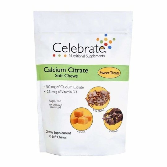 Celebrate Sugar-Free Calcium Citrate Soft Chews 500mg - Available in 12 Flavors!