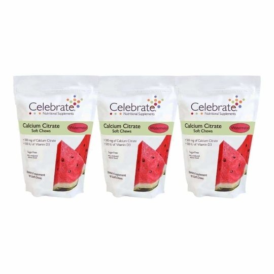 Celebrate Sugar-Free Calcium Citrate Soft Chews 500mg - Available in 12 Flavors!