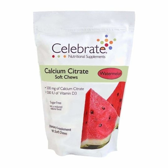 Celebrate Sugar-Free Calcium Citrate Soft Chews 500mg - Available in 12 Flavors!