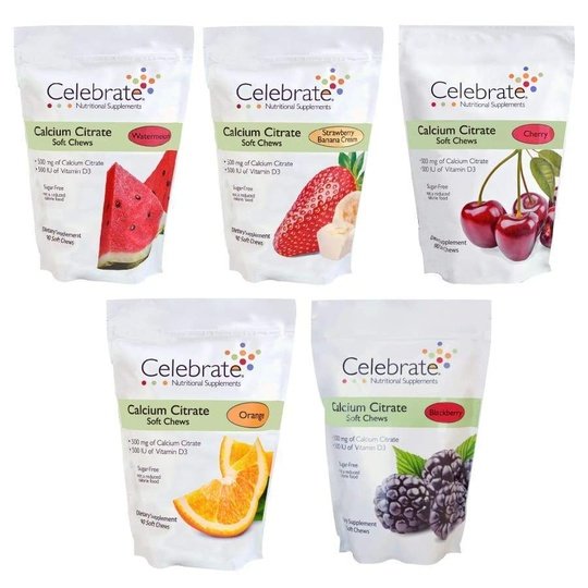 Celebrate Sugar-Free Calcium Citrate Soft Chews 500mg - Variety Pack