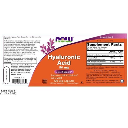 Now Hyaluronic Acid with MSM