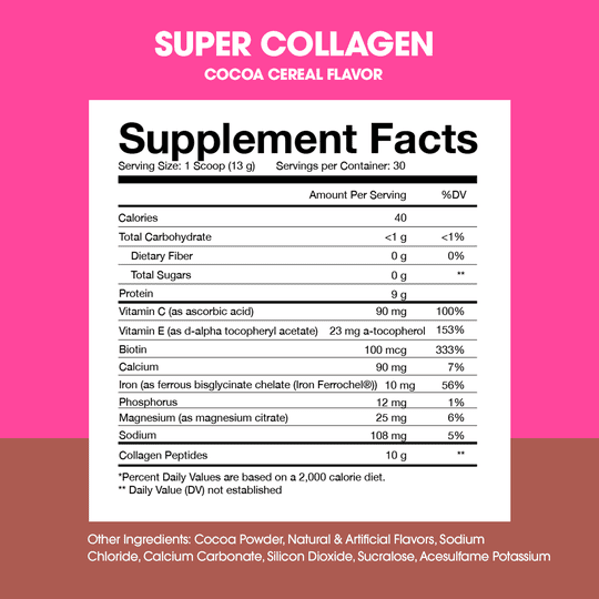 Super Collagen Protein Powder by Obvi - Cocoa Cereal