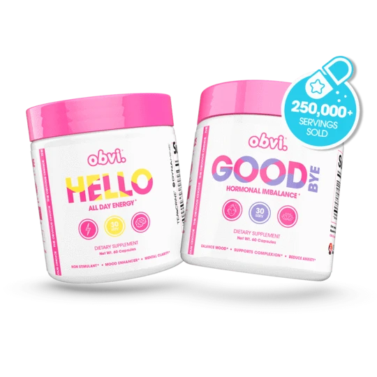 Hello + Goodbye Energy + Hormonal Imbalance Stack, Mood Enhancer, Mental Clarity Capsules by Obvi