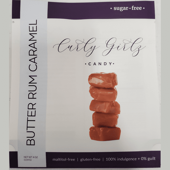 Sugar-Free Caramel Candy by Curly Girlz Candy - Butter Rum