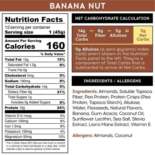IQBar Vegan and Keto Protein Bars - Banana Nut