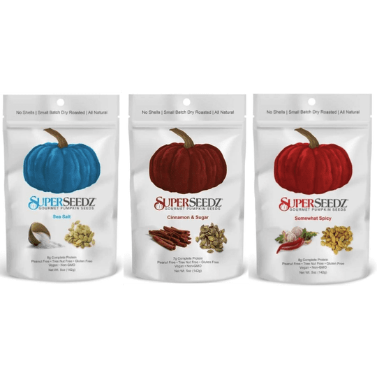 SuperSeedz Gourmet Pumpkin Seeds (5 oz) - 3 Flavor Variety Pack