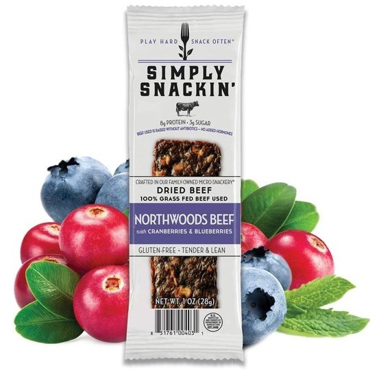 Simply Snackin' Beef Protein Snack - Northwoods Beef with Cranberries & Blueberries