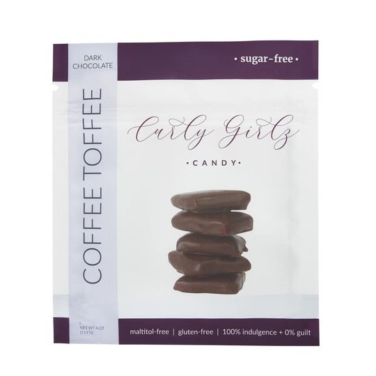 Sugar-Free Coffee Toffee by Curly Girlz Candy - Dark Chocolate (4oz)