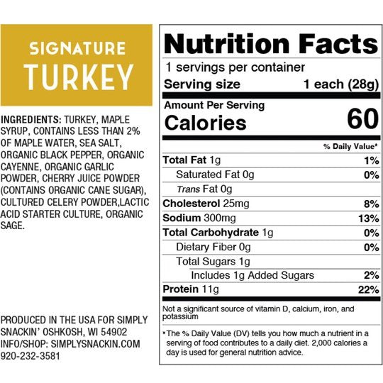 Simply Snackin' Dried Turkey Snack - Signature Turkey